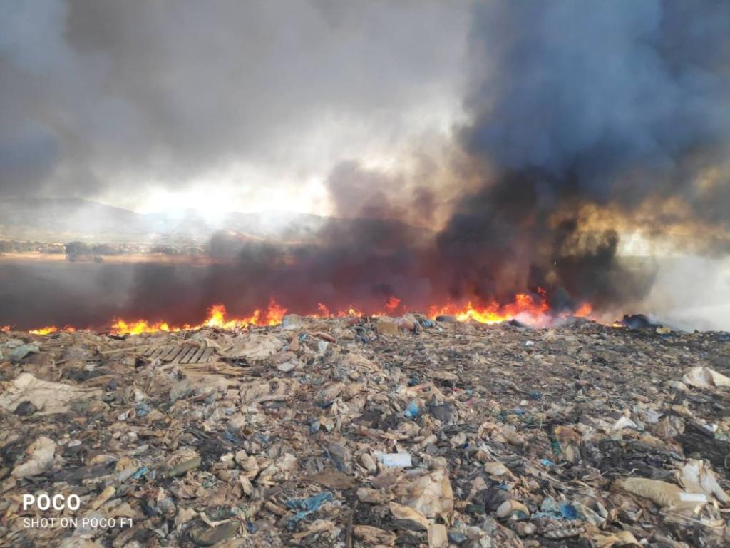 На територията на Регионалното депо за неопасни отпадъци до село