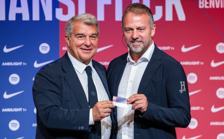 Лапорта разкри до кога Флик ще води Барселона