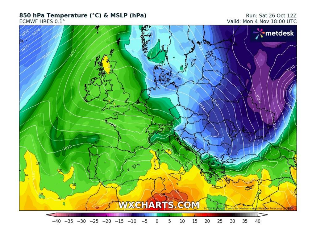 Застудяване около 4 ноември според ECMWF