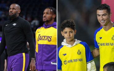 Кристиано Роналдо заедно със сина си на терена?