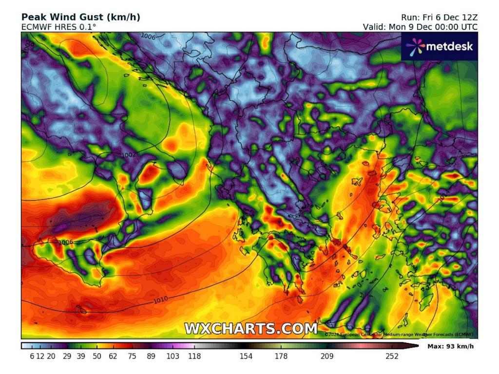 Силни южни ветрове на 8 декември според ECMWF