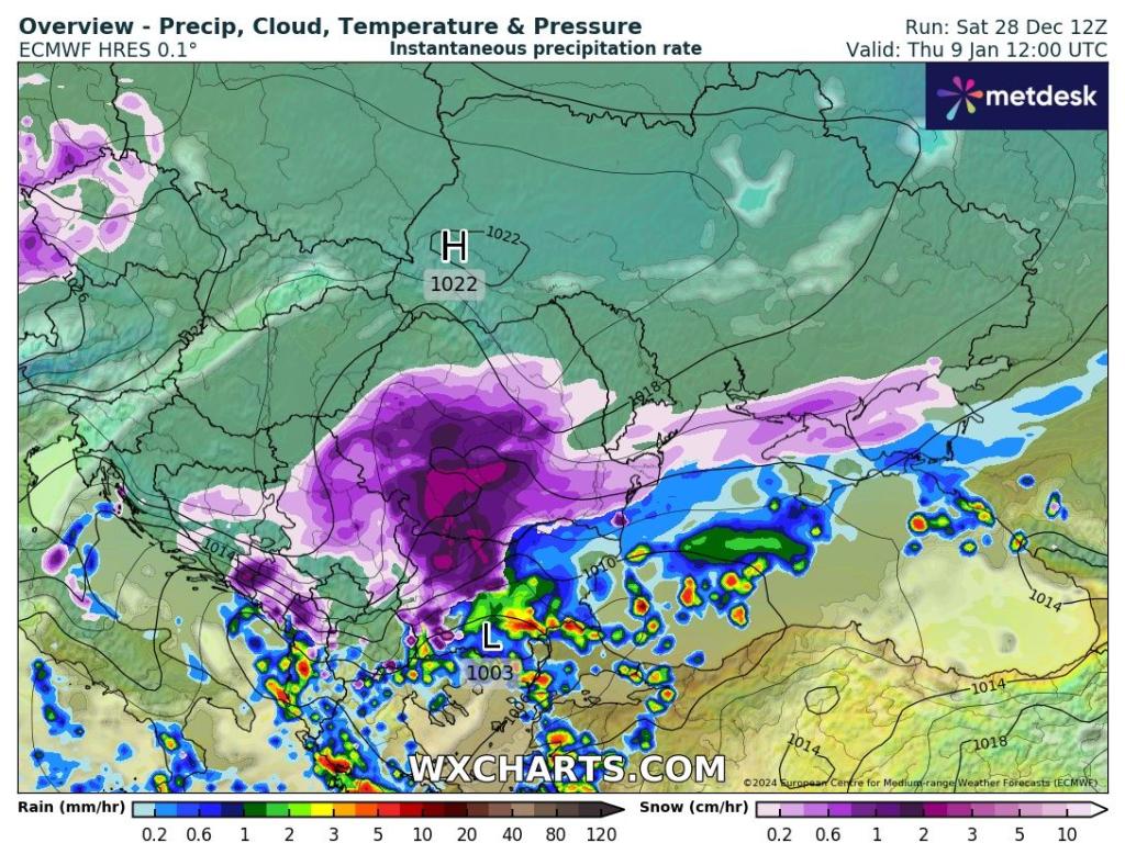 Сняг в периода 9-12 януари