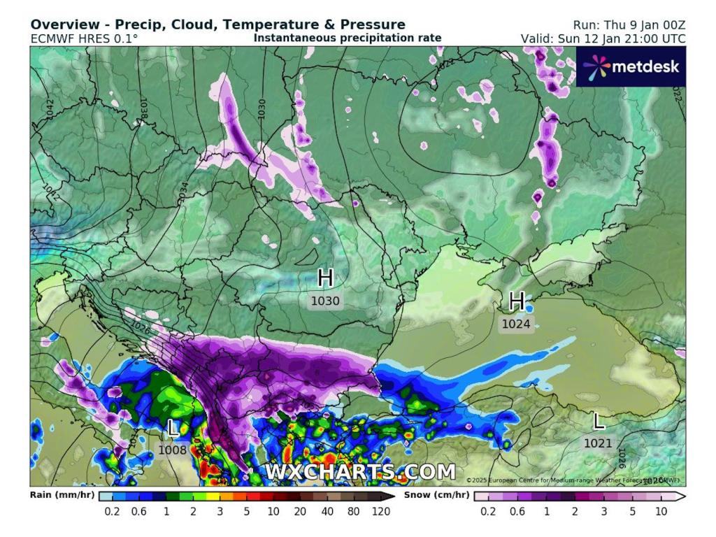 Очаквани валежи от сняг в неделя според ECMWF