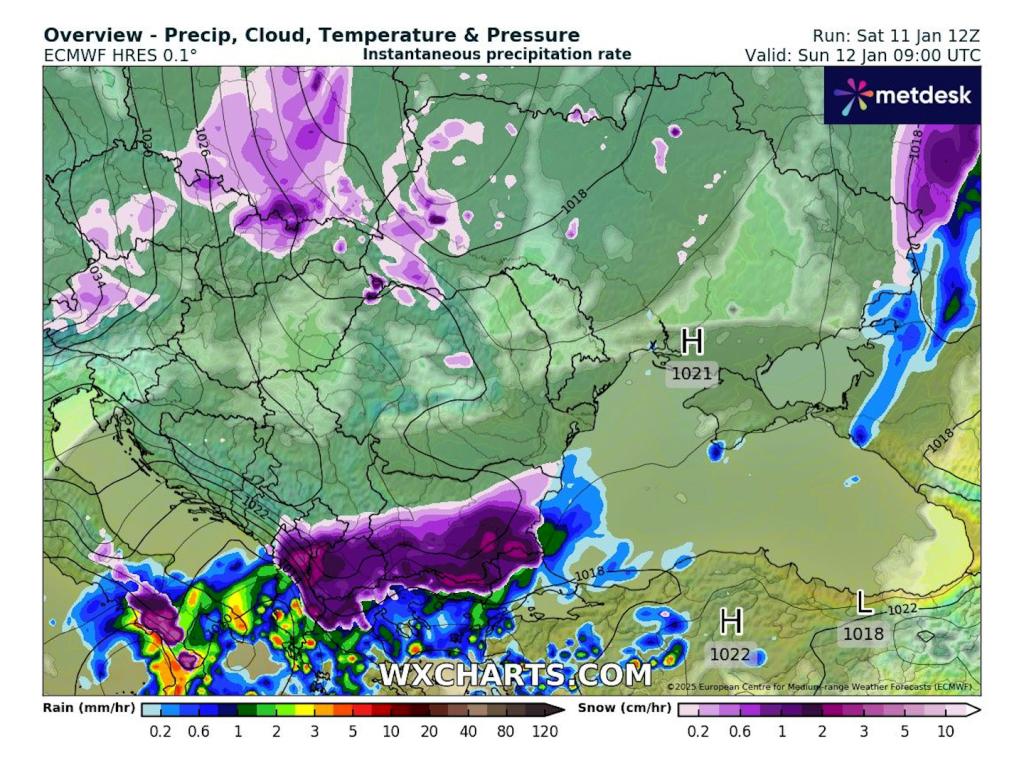 Очаквани снеговалежи според ECMWF