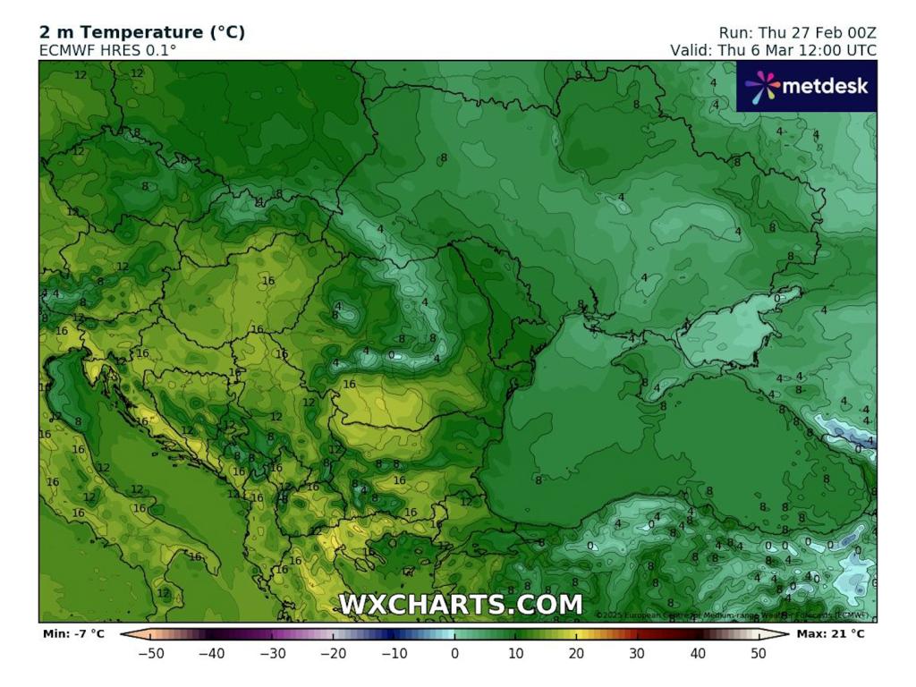 Прогнозирано осезаемо затопляне в четвъртък според ECMWF