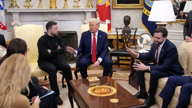  Володимир Зеленски, Доналд Тръмп и Джей Ди Ванс в Овалния кабинет 