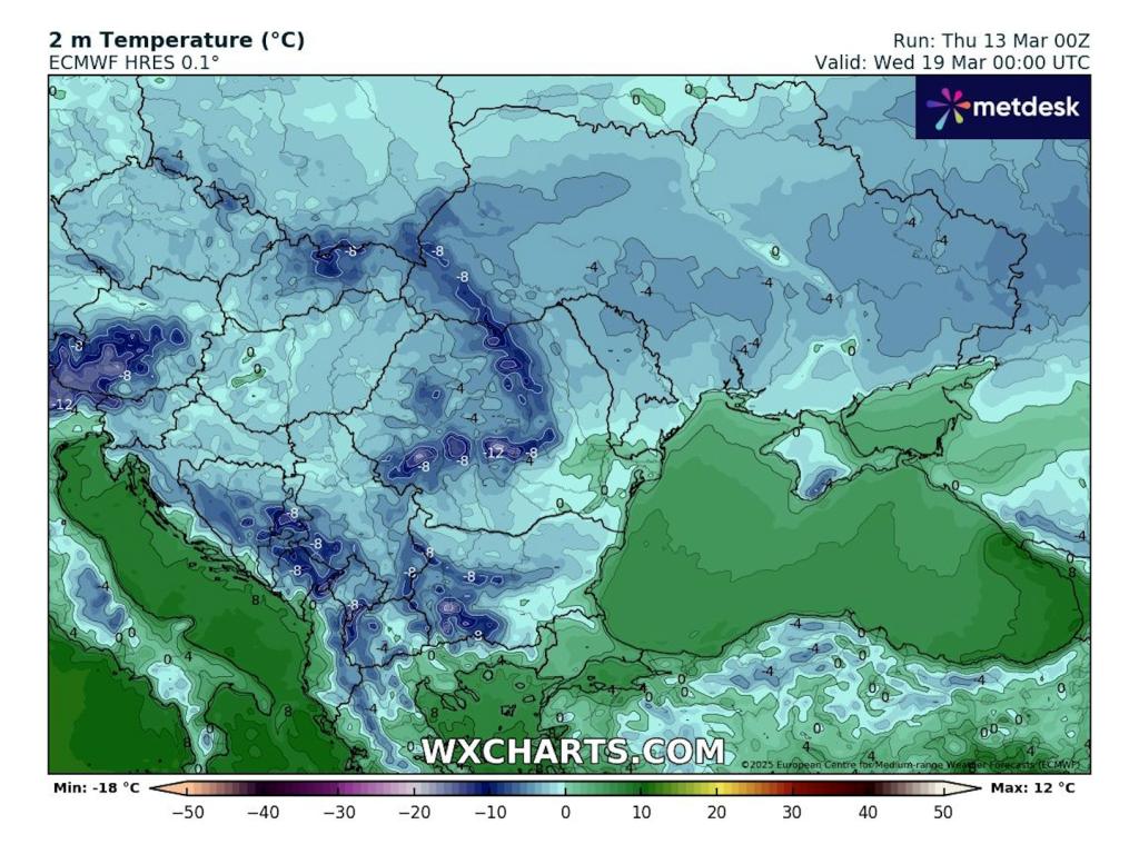 Очаквани ниски сутрешни температури според ECMWF