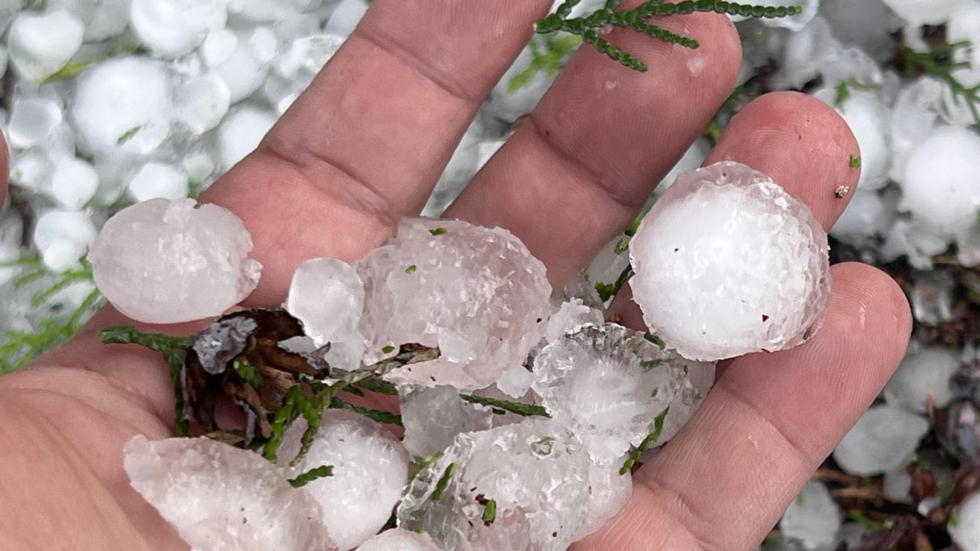 Градушка с големина на орех и силен дъжд паднаха в старозагорското