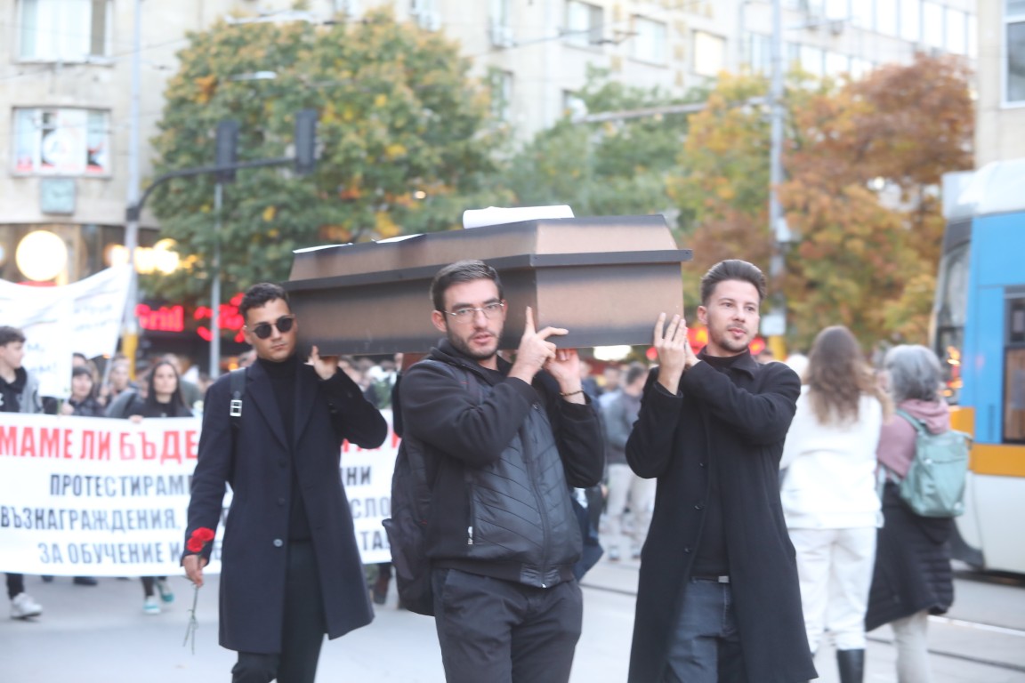 <p>Протест на младите лекари в София.</p>
