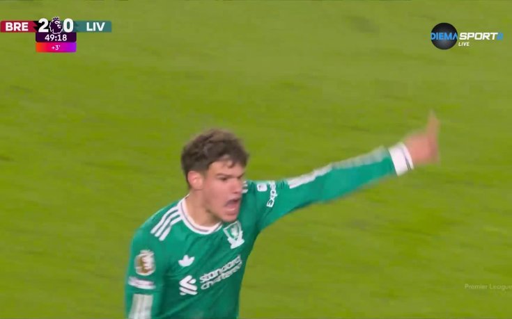 Милош Керкез намали изоставането на Ливърпул срещу Брентфорд