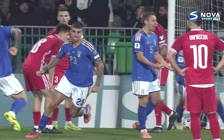 Джанлука Манчини изведе Италия напред в края на мача срещу Молдова
