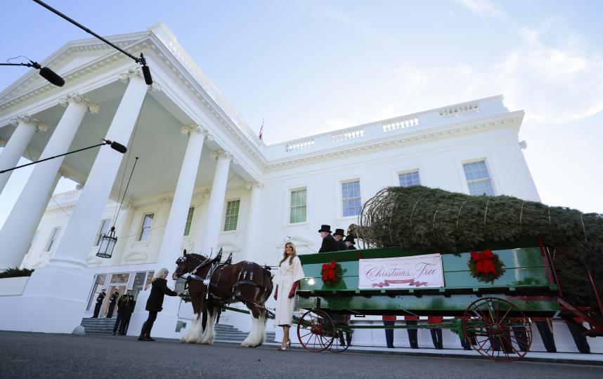 Мелания Тръмп посрещна коледната елха в елегантно палто за милиони (СНИМКИ) - снимка 2
