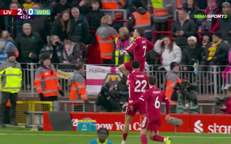 Флориан Виртц удвои преднината на Ливърпул срещу Уулвс с дебютния си гол