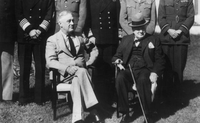 Франклин Делано Рузвелт и Уинстън Чърчил в Казабланка през 1943 г.