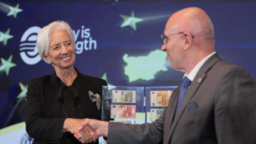 Кристин Лагард приветства Димитър Радев в ЕЦБ