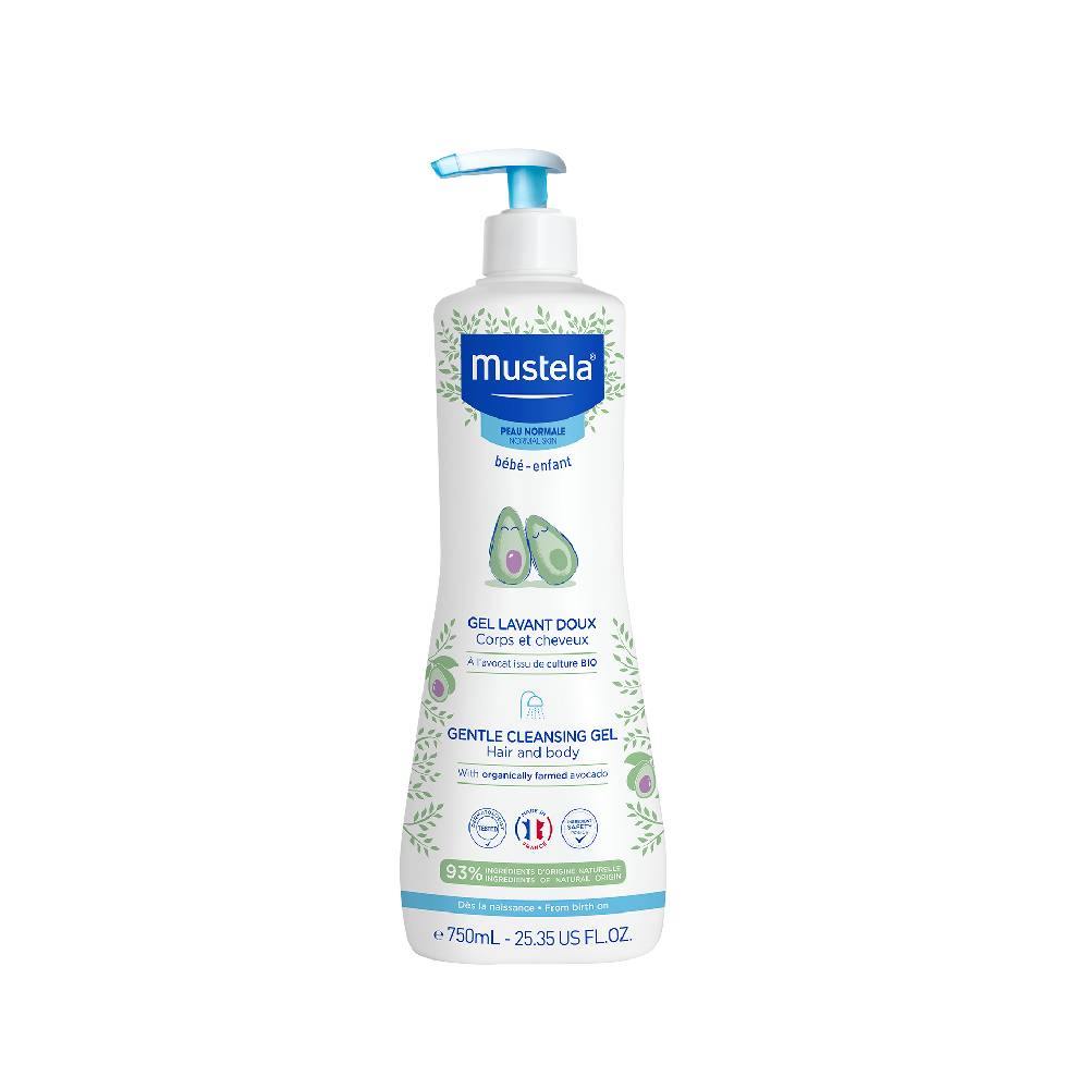 MUSTELA Нежен измиващ гел за коса и тяло за бебета и деца, 750 мл