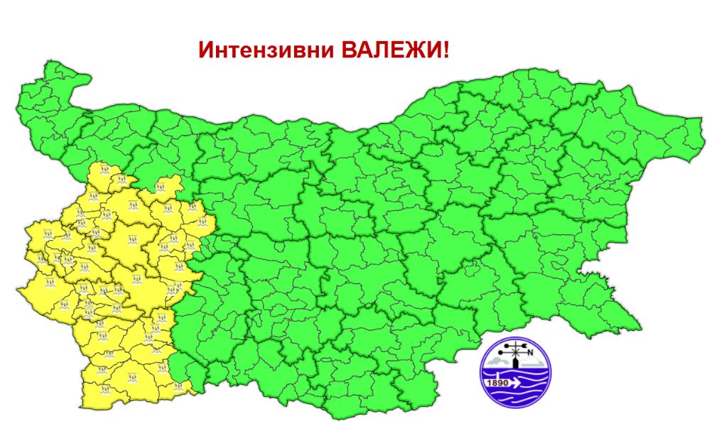 Карта на прогнозираните опасни явления в Република България за 30.08.2026 г.