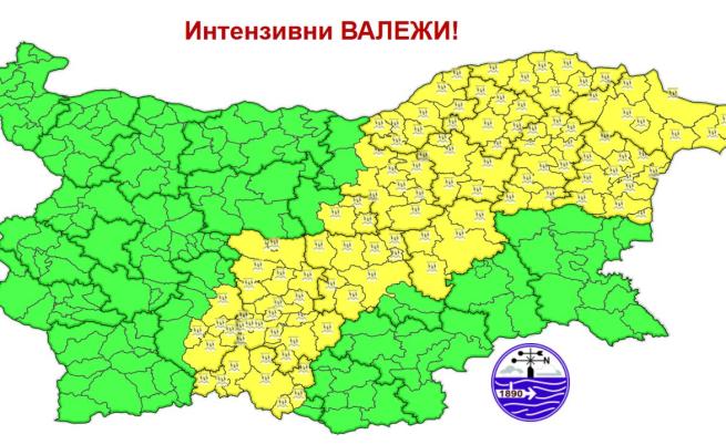 Областите с жълт код за неделя, 13 септември според картата на НИМХ