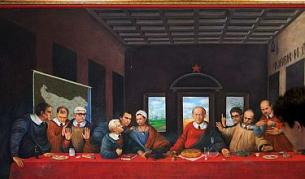 Картината Тайната вечеря, на която Живков е изобразен като Исус Христос