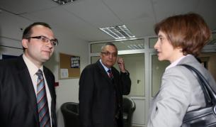 Евродепутатът Надежда Нейнски, Иван Костов и Мартин Димитров преди пресконференцията на Синята коалиция