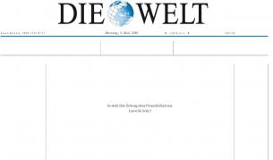 Така изглежда първата страница на "Велт" на 3 май