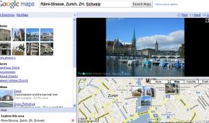 Страницата на услугата "Стрийт вю" за Цюрих, Швейцария