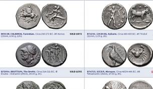 Антични монети, предлагани на сайта на аукционната къща