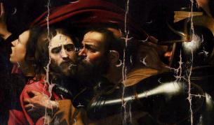 Целувката на Юда, детайл от едноименната картина на Караваджо