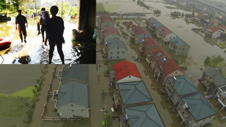 Наводненият град Юао и снимката, предизвикала широк отзвук във "Уейбо"